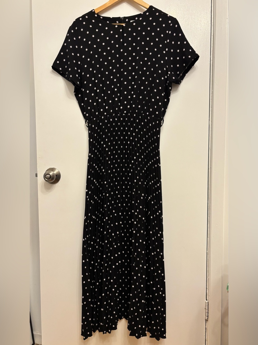 Suzy Shier Black and White Polka Dot Maxi Dress